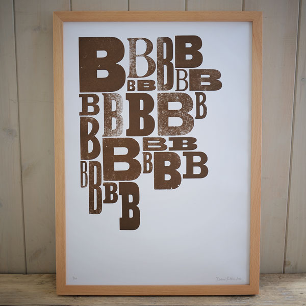 Brown B letterpress A3 print