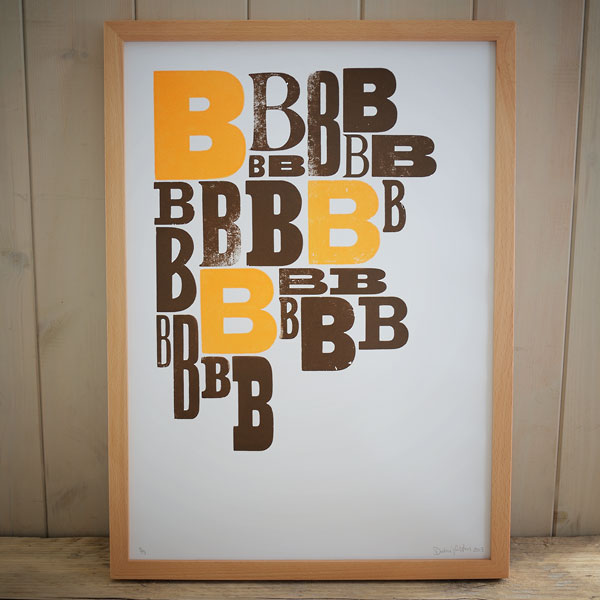 Orange B letterpress A3 print